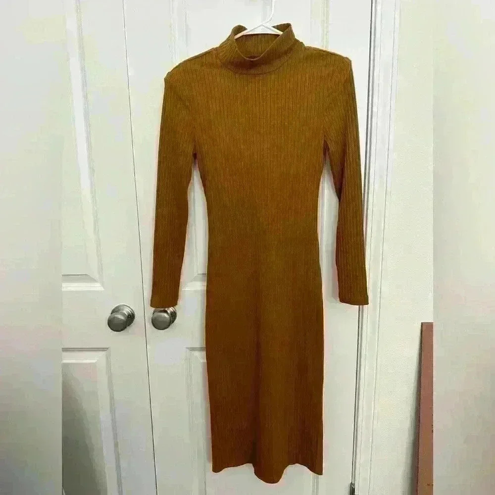 LPA Jovie Long Sleeve Midi Dress in Rust Size S - Picture 3 of 7
